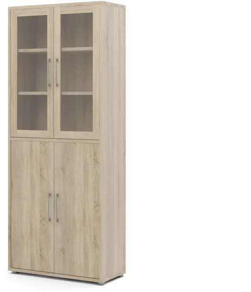 TVILUM Prima vitrineskab - egestruktur træ m. 2 glaslåger